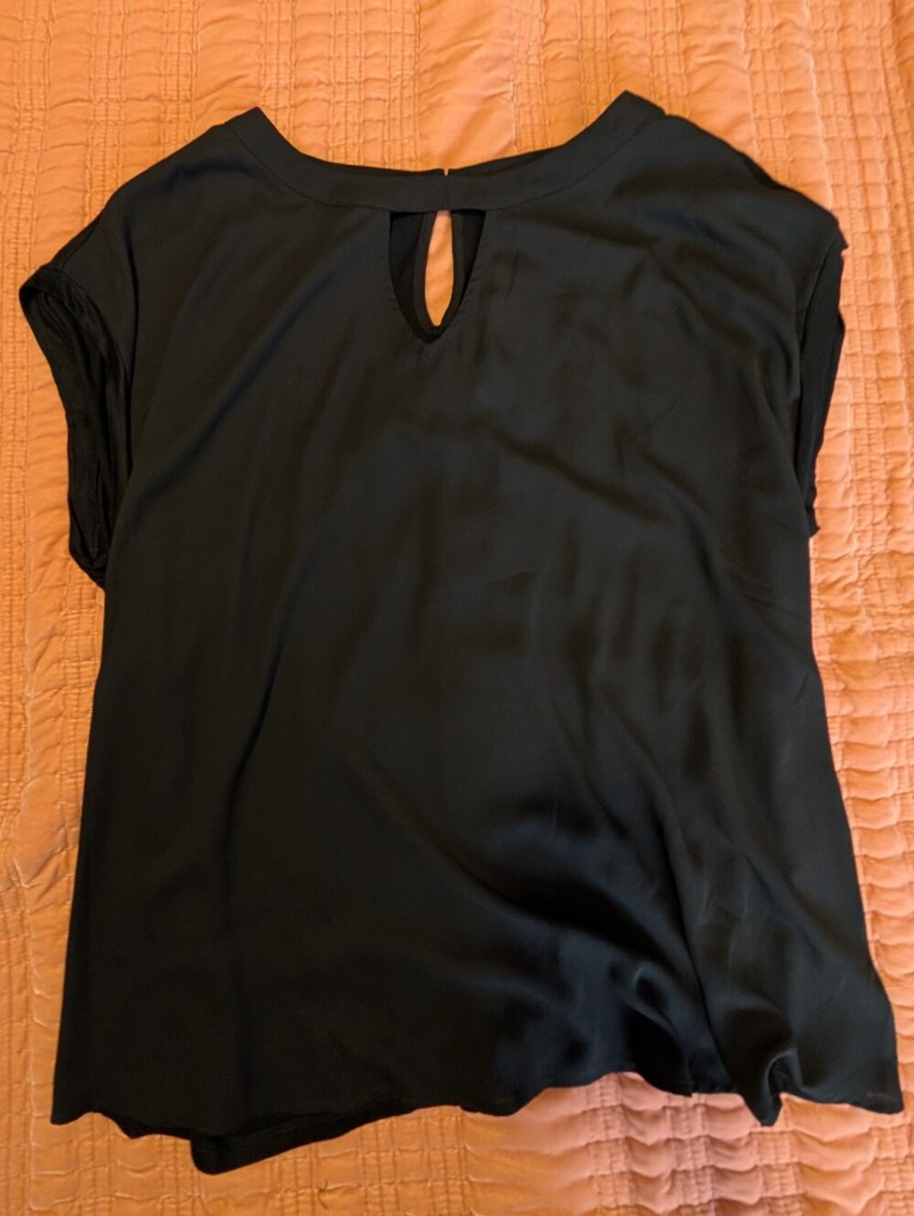Women's Black Keyhole Cap-Sleeve Top NWT